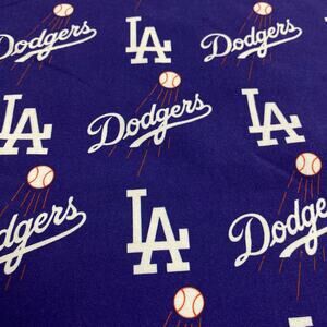 LA Dodgers Print Baseball Stretch Cotton Lycra Sewing Fabric 39" x 37"